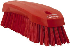 Vikan - 1.3" Bristle Length, Polyester Utility Scrub Brush - 7" Long x 3" Wide Head, 8" OAL, Red, Polypropylene Block - Industrial Tool & Supply