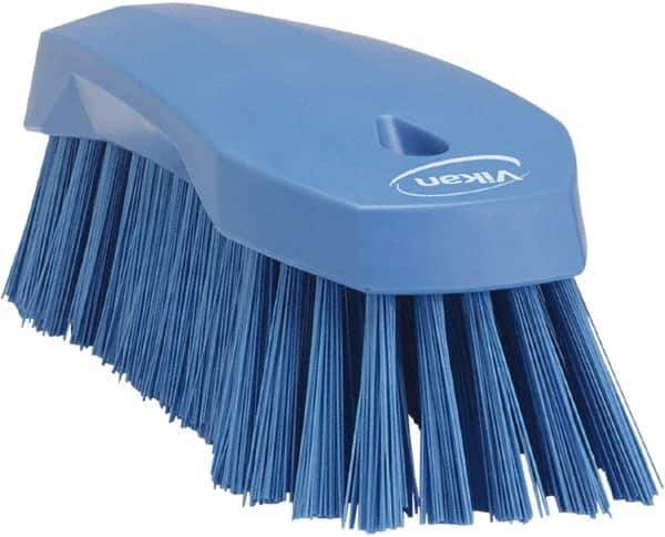 Vikan - 1.3" Bristle Length, Polyester Utility Scrub Brush - 7" Long x 3" Wide Head, 8" OAL, Blue, Polypropylene Block - Industrial Tool & Supply