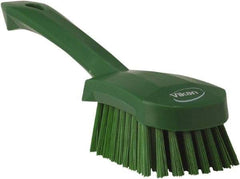 Vikan - 1.3" Bristle Length, Polyester Scrub Brush - 4-1/4" Long x 2-3/4" Wide Head, 10" OAL, Green, Polypropylene Block - Industrial Tool & Supply