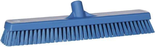 Vikan - 1.8" Bristle Length, Polyester Scrub Brush - 18" Long x 2-1/2" Wide Head, 19" OAL, European Threaded Handle, Blue, Polypropylene Block - Industrial Tool & Supply