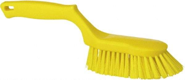 Vikan - 1-1/2" Bristle Length, Polyester Scrub Brush - 5-5/8" Long x 5" Wide Head, 13-1/2" OAL, Yellow, Polypropylene Block - Industrial Tool & Supply