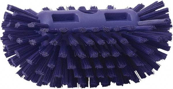 Vikan - 1-1/2" Bristle Length, Polyester Utility Scrub Brush - 5-1/2" Wide Head, 8" OAL, European Threaded Handle, Purple, Polypropylene Block - Industrial Tool & Supply