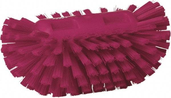 Vikan - 1-1/2" Bristle Length, Polyester Utility Scrub Brush - 5-1/2" Wide Head, 8" OAL, European Threaded Handle, Pink, Polypropylene Block - Industrial Tool & Supply