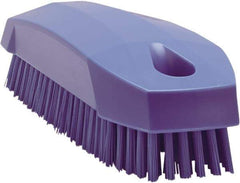 Vikan - 0.7" Bristle Length, Polyester Scrub Brush - 1-1/2" Wide Head, 4-1/2" OAL, Purple, Polypropylene Block - Industrial Tool & Supply