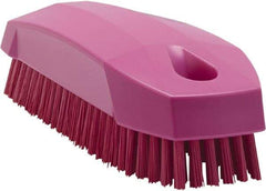 Vikan - 0.7" Bristle Length, Polyester Scrub Brush - 1-1/2" Wide Head, 4-1/2" OAL, Pink, Polypropylene Block - Industrial Tool & Supply