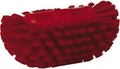 Vikan - 1-1/2" Bristle Length, Polyester Utility Scrub Brush - 5-1/2" Wide Head, 8" OAL, European Threaded Handle, Red, Polypropylene Block - Industrial Tool & Supply