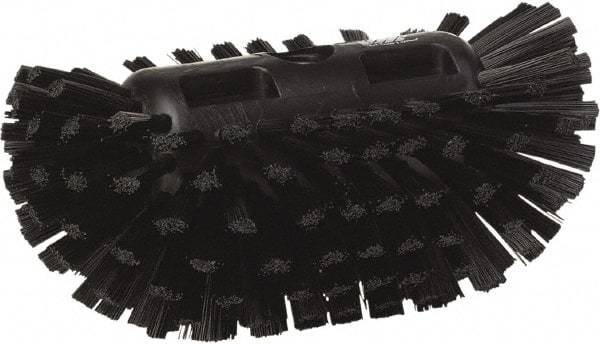 Vikan - 1-1/2" Bristle Length, Polyester Utility Scrub Brush - 5-1/2" Wide Head, 8" OAL, European Threaded Handle, Black, Polypropylene Block - Industrial Tool & Supply