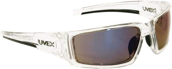 Uvex - Blue Mirror Lenses, Framed Safety Glasses - Scratch Resistant, Size Universal, Wrap Around - Industrial Tool & Supply