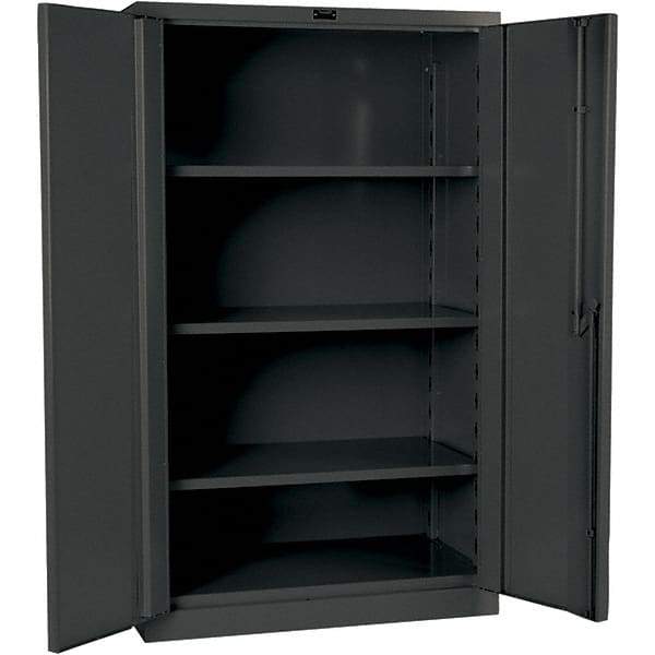 Hallowell - 3 Shelf Locking Storage Cabinet - Steel, 48" Wide x 24" Deep x 60" High, Gray - Industrial Tool & Supply