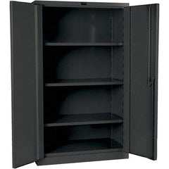 Hallowell - 3 Shelf Locking Storage Cabinet - Steel, 48" Wide x 24" Deep x 60" High, Gray - Industrial Tool & Supply
