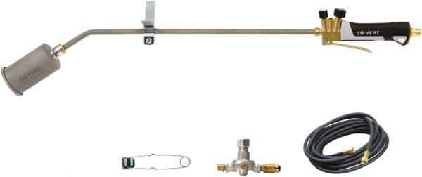 Sievert - 4 Piece Torch Kit - Includes 32 Inch 375k BTU Torch, 27-60 PSI Adjustable Regulator, 25 Ft. Hose, Flint Striker - Exact Industrial Supply