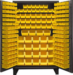 Durham - 192 Bin Storage Cabinet - Steel, 48" Wide x 24" Deep x 78" High, Gray - Industrial Tool & Supply