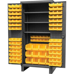 Durham - 3 Shelf 108 Bin Storage Cabinet - Steel, 36" Wide x 24" Deep x 78" High, Gray - Industrial Tool & Supply