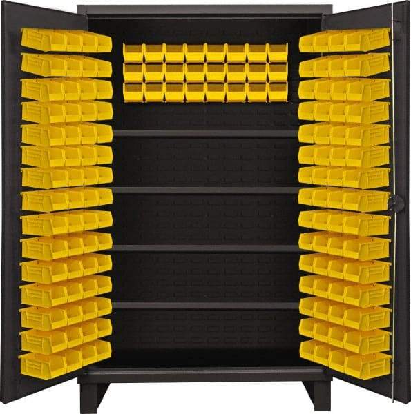 Durham - 4 Shelf 144 Bin Storage Cabinet - Steel, 48" Wide x 24" Deep x 78" High, Gray - Industrial Tool & Supply