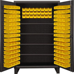 Durham - 4 Shelf 144 Bin Storage Cabinet - Steel, 48" Wide x 24" Deep x 78" High, Gray - Industrial Tool & Supply