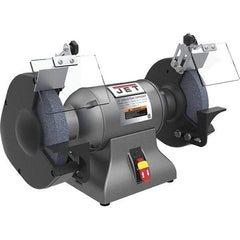 Jet - 8" Wheel Diam x 1" Wheel Width, 1 hp Grinder - 0.63" Arbor Hole Diam, 1 Phase, 3,450 Max RPM, 115 Volts - Industrial Tool & Supply