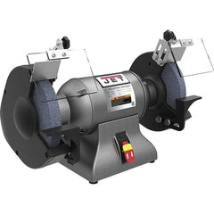 Jet - 10" Wheel Diam x 1" Wheel Width, 1-1/2 hp Grinder - 1" Arbor Hole Diam, 1 Phase, 1,720 Max RPM, 115 Volts - Industrial Tool & Supply