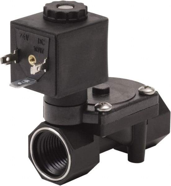 Spartan Scientific - 1/2" NPT Port, 2 Way, 2 Position, Glass Filled Nylon Solenoid Valve - Normally Closed, Viton Seal - Industrial Tool & Supply