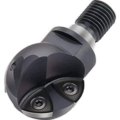 Walter - 30mm Cut Diam, 24mm Max Depth of Cut, 22mm Shank Diam, 63mm OAL, Indexable Ball Nose End Mill - 14,800 Max RPM - Industrial Tool & Supply