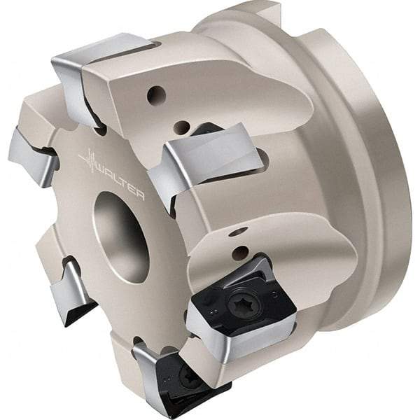 Walter - 4 Inserts, 50mm Cut Diam, 22mm Arbor Diam, Indexable Square-Shoulder Face Mill - 0° Lead Angle, 40mm High, Through Coolant, Series F4041-B1-LN1307 - Industrial Tool & Supply