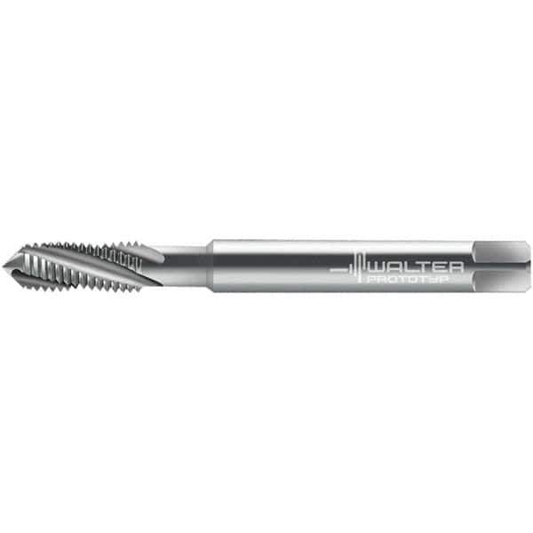 Walter-Prototyp - #8-32 ~DIN 2184-1 3 Flute 3B Semi-Bottoming Spiral Flute Tap - High Speed Steel, Uncoated, 64.68mm OAL, Right Hand Flute, Right Hand Thread, 3.330, Series 224104 - Exact Industrial Supply