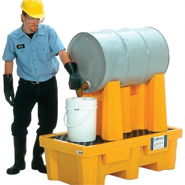 UltraTech - 66 Gal Sump, 750 Lb Capacity, 1 Drum, Polyethylene P1 Drum Rack Containment System - 52" Long x 29" Wide x 49-1/2" High, Two-Tier Drum Configuration - Industrial Tool & Supply