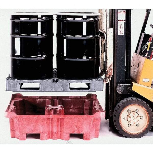 UltraTech - 85 Gal Sump, 6,500 Lb Capacity, 4 Drum, Polyethylene Ultra-Spill King w/Drum Pallet, w/Drain - 51" Long x 51" Wide x 17-1/2" High, 2x2 Drum Configuration - Industrial Tool & Supply