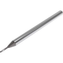 Seco - 1mm Diam, 1mm LOC, 2 Flute Solid Carbide Ball End Mill - Diamond Finish, Single End, 40mm OAL, 4mm Shank Diam, Spiral Flute - Industrial Tool & Supply