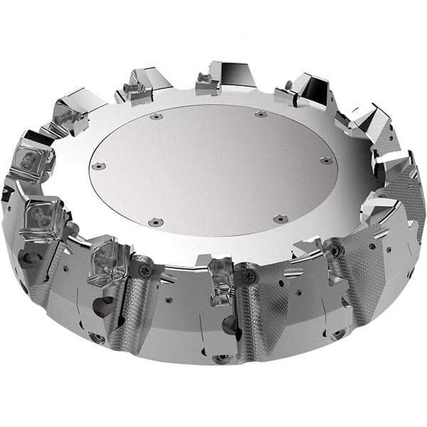 Seco - 9.84" Cut Diam, 2.36" Arbor Hole, 11mm Max Depth of Cut, 71° Indexable Chamfer & Angle Face Mill - 11 Inserts, Right Hand Cut, 11 Flutes, Through Coolant, Series R220.56 - Industrial Tool & Supply