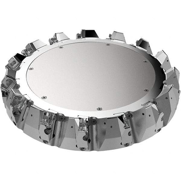 Seco - 12.4" Cut Diam, 2.36" Arbor Hole, 9mm Max Depth of Cut, 48° Indexable Chamfer & Angle Face Mill - 14 Inserts, Right Hand Cut, 14 Flutes, Through Coolant, Series R220.54 - Industrial Tool & Supply