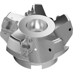 Seco - 3.94" Cut Diam, 1-1/2" Arbor Hole, 11mm Max Depth of Cut, 71° Indexable Chamfer & Angle Face Mill - 5 Inserts, Right Hand Cut, 5 Flutes, Through Coolant, Series R220.56 - Industrial Tool & Supply