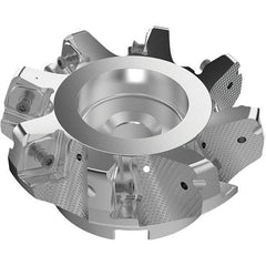 Seco - 125mm Cut Diam, 40mm Arbor Hole, 11mm Max Depth of Cut, 71° Indexable Chamfer & Angle Face Mill - 8 Inserts, 63 Insert, Right Hand Cut, 8 Flutes, Through Coolant, Series R220.56 - Industrial Tool & Supply