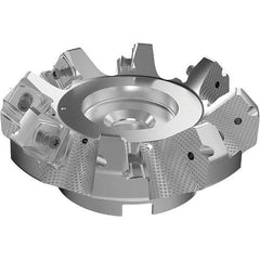Seco - 125mm Cut Diam, 40mm Arbor Hole, 9mm Max Depth of Cut, 48° Indexable Chamfer & Angle Face Mill - 8 Inserts, 63 Insert, Right Hand Cut, 8 Flutes, Through Coolant, Series R220.54 - Industrial Tool & Supply