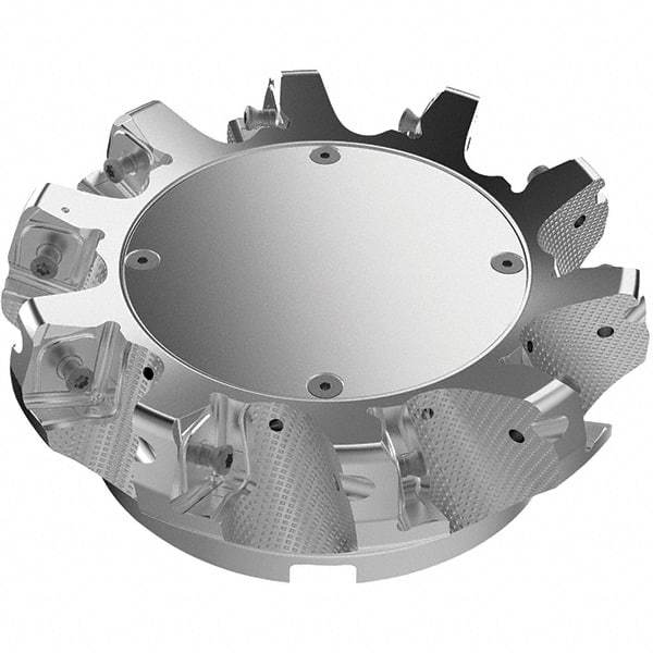 Seco - 160mm Cut Diam, 40mm Arbor Hole, 11mm Max Depth of Cut, 71° Indexable Chamfer & Angle Face Mill - 10 Inserts, 63 Insert, Right Hand Cut, 10 Flutes, Through Coolant, Series R220.56 - Industrial Tool & Supply