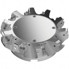 Seco - 160mm Cut Diam, 40mm Arbor Hole, 11mm Max Depth of Cut, 71° Indexable Chamfer & Angle Face Mill - 10 Inserts, 63 Insert, Right Hand Cut, 10 Flutes, Through Coolant, Series R220.56 - Industrial Tool & Supply