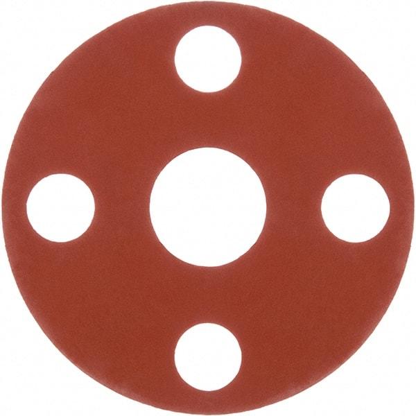 Value Collection - 3-1/2" Pipe, 4" ID x 8-1/2" OD Flange Gasket - Silicone Rubber, Red, 1/16" Thick - Industrial Tool & Supply