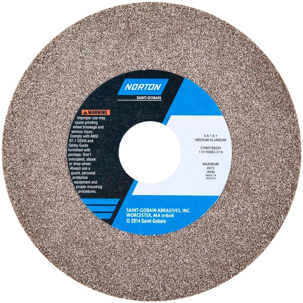 Norton - Bench & Pedestal Grinding Wheels Wheel Diameter (Inch): 5 Hole Size (Inch): 1 - Industrial Tool & Supply