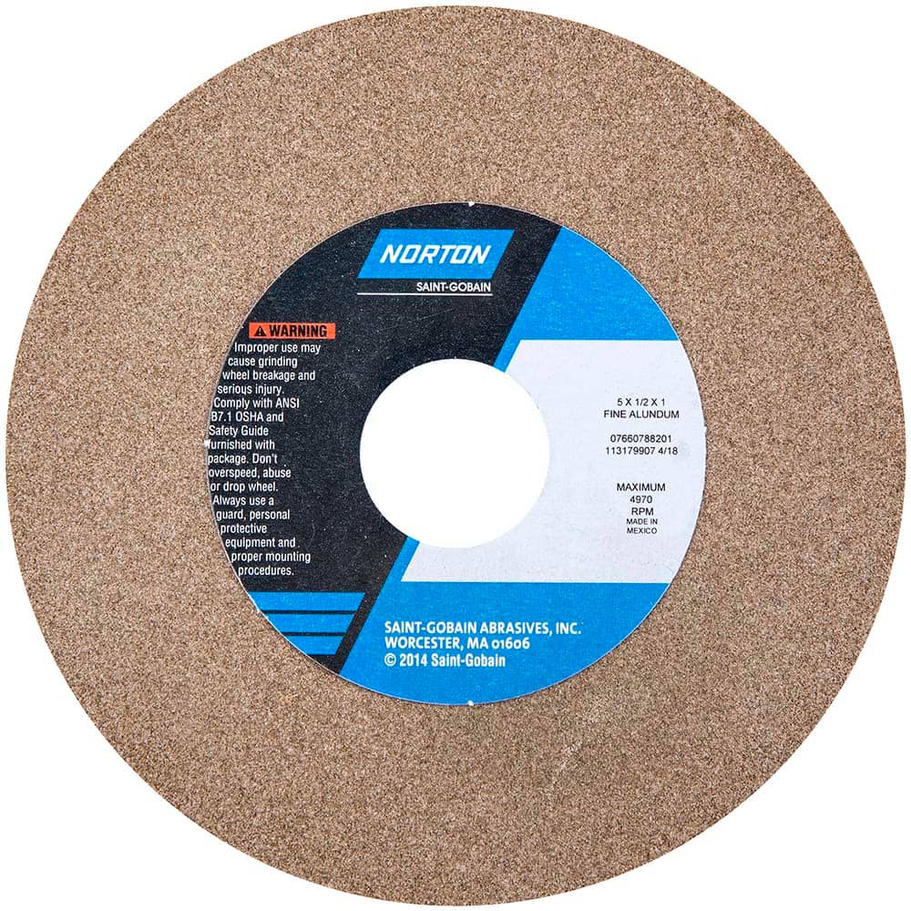 Norton - Bench & Pedestal Grinding Wheels Wheel Diameter (Inch): 5 Hole Size (Inch): 1 - Industrial Tool & Supply