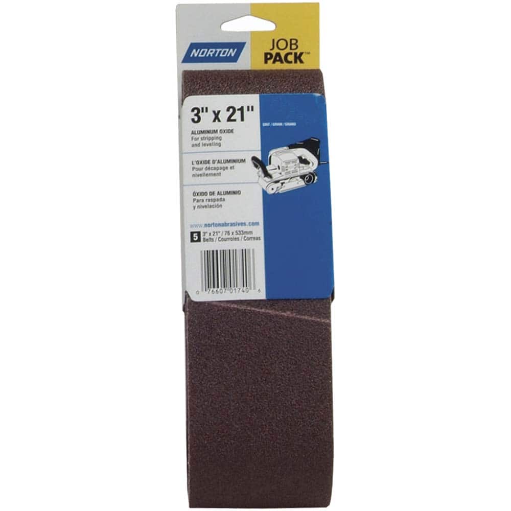 Norton - 3" Wide x 21" OAL, 220 Grit, Aluminum Oxide Abrasive Belt - Industrial Tool & Supply
