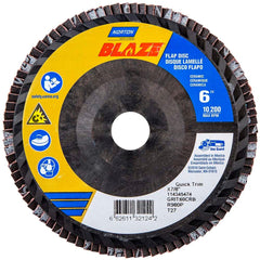 Norton - 6" 60 Grit 7/8" Center Hole Type 27 Ceramic Alumina Flap Disc - Industrial Tool & Supply