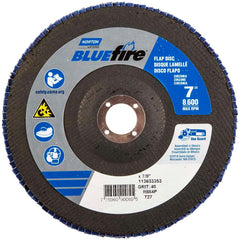 Norton - 7" 40 Grit 7/8" Center Hole Type 27 Zirconia Alumina Flap Disc - Industrial Tool & Supply