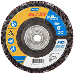 Norton - 6" 40 Grit 5/8-11 Center Hole Type 27 Ceramic Alumina Flap Disc - Industrial Tool & Supply