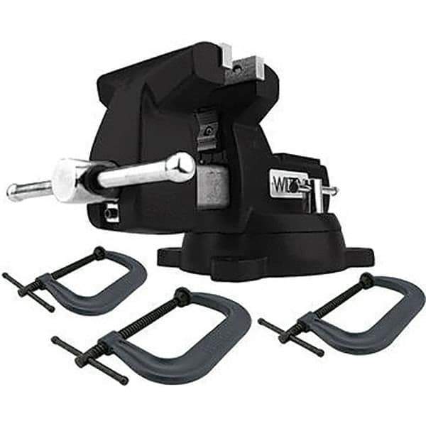 Wilton - 6" Jaw Width x 5-3/4" Jaw Opening Capacity, 4-1/8" Throat Depth, Bench & Pipe Combination Vise - 1/4 to 3-1/2" Pipe Capacity, Swivel Base, Bolt Down Attachment, Cast Iron - Industrial Tool & Supply