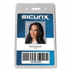 Sicurix - Badge Holders Attachment Type: Clip-On Horizontal or Vertical Holder: Vertical - Industrial Tool & Supply