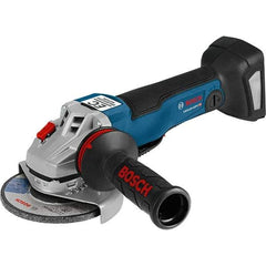 Bosch - 4-1/2" Wheel Diam, 9,000 RPM, Cordless Angle & Disc Grinder - 5/8-11 Spindle, 18 Volts, 6.3 Amps - Industrial Tool & Supply