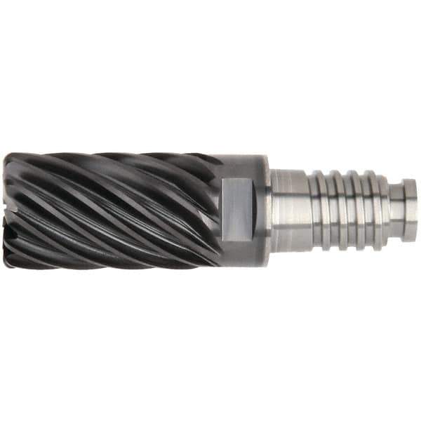 Kennametal - 25" Diam, 37.5mm LOC, 19 Flute 5mm Corner Radius End Mill Head - Solid Carbide, AlTiN Finish, Duo-Lock 25 Connection, Spiral Flute, 36° Helix - Industrial Tool & Supply