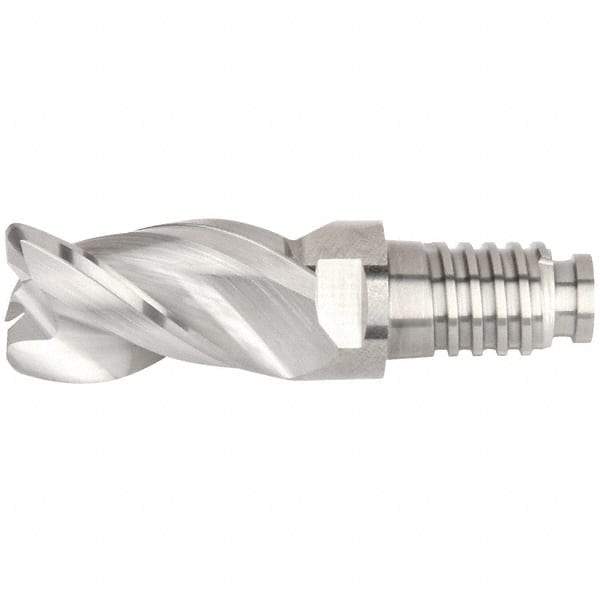 Kennametal - 16" Diam, 24mm LOC, 3 Flute 4mm Corner Radius End Mill Head - Solid Carbide, Uncoated, Duo-Lock 16 Connection, Spiral Flute, 38° Helix, Centercutting - Industrial Tool & Supply