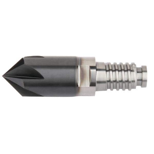 Kennametal - 10mm Diam, 2mm LOC, 4mm Chamfer Width, 4 Flute 60° Corner Chamfer - Solid Carbide, AlTiN Finish, Duo-Lock 10 Connection, Spiral Flute, 0° Helix - Industrial Tool & Supply