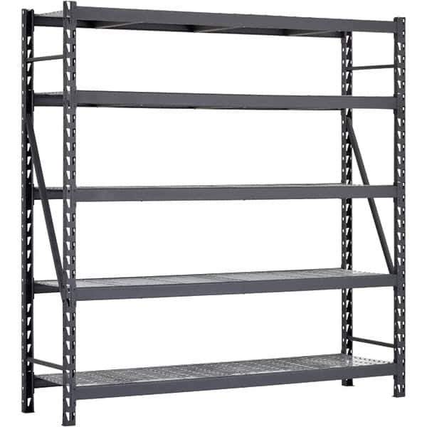 Edsal - 5 Shelf Starter Unit Wire Deck Open Steel Shelving - 7,500 Lb Capacity, 90" Wide x 90" High x 24" Deep, Black - Industrial Tool & Supply