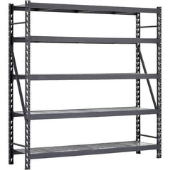Edsal - 5 Shelf Starter Unit Wire Deck Open Steel Shelving - 7,500 Lb Capacity, 90" Wide x 90" High x 24" Deep, Black - Industrial Tool & Supply